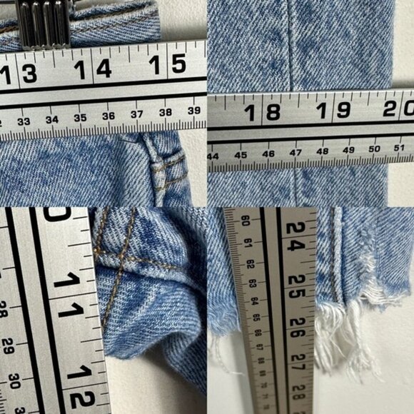 Revolve Levis Wedgie Raw Hem Button Fly High Rise Denim Shut Up Blue Size 28 - Picture 14 of 15